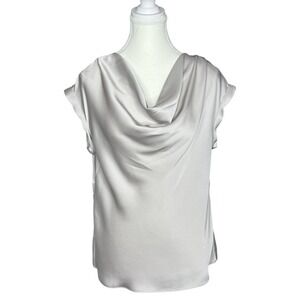 Express Women's NWT Silver Gray Cowl Neck Minimalist Cap Sleeve Top S/C41